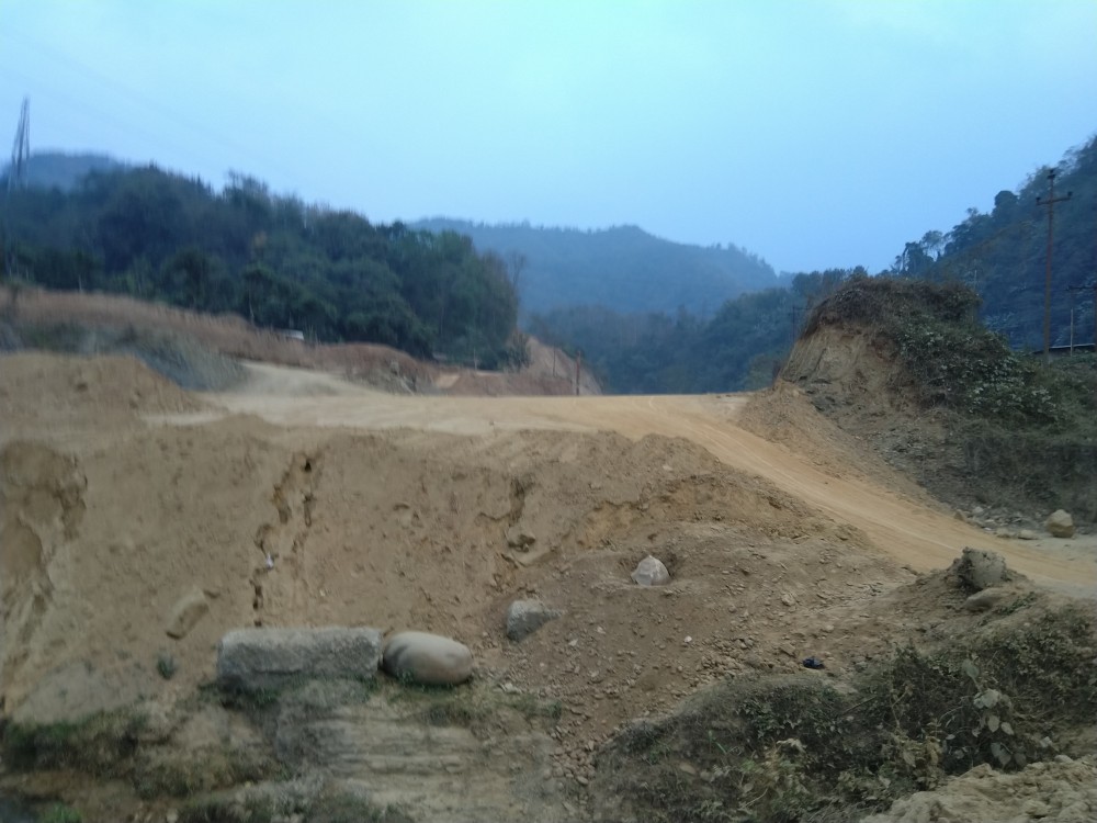 Ongoing road construction near Chathe River Bridge. (Representative Image: Morung File Photo)